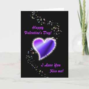 Valentine's Day Rainbow heart with Stars on black Holiday Card