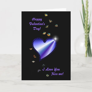 Valentine's Day  Rainbow heart with Stars on black Holiday Card