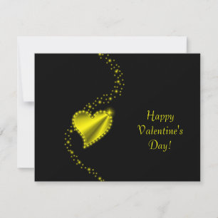 Valentine's Day -Rainbow Heart with Stars on black Holiday Card