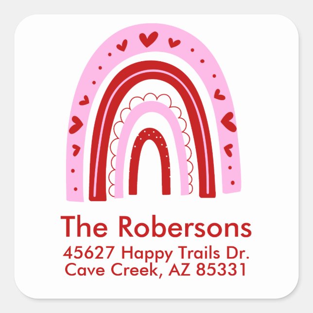 Valentine's Day Rainbow Return Address Labels (Front)