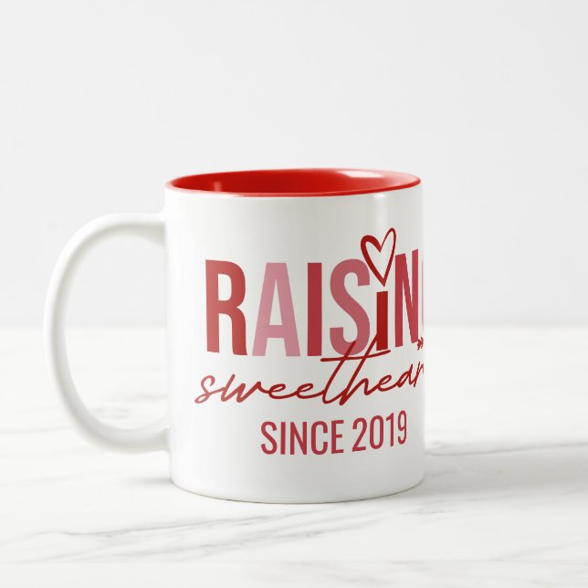 Valentine's Day Raising Sweethearts Mom Photo Two-Tone Coffee Mug (Left)
