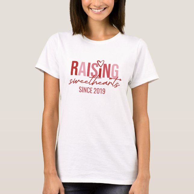 Valentine's Day Raising Sweethearts Mom T-Shirt (Front)