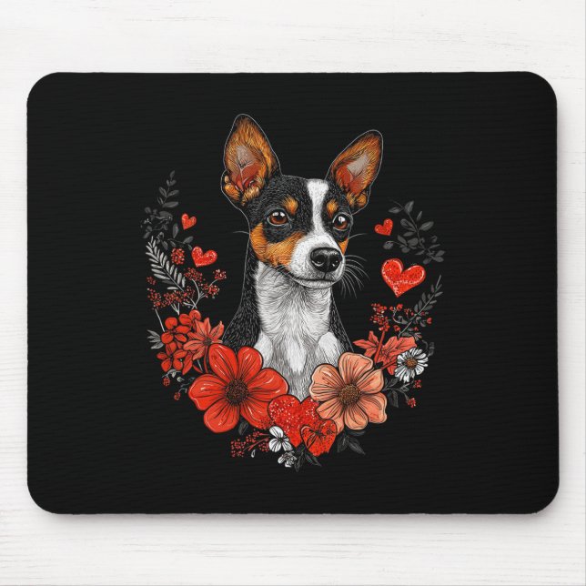 Valentine's Day Rat Terrier Dog  Mouse Mat (Front)