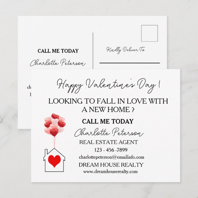 Valentine's Day Real Estate Marketing Farming Holiday Postcard (Front/Back)
