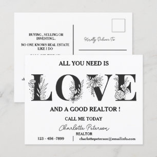 Valentines Day Real Estate Marketing Prospecting  Holiday Postcard