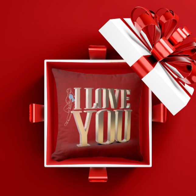Valentine's Day Red 3D I Love You Throw Pillow (Creator Uploaded)