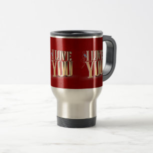 Valentine's Day Red 3D I Love You Travel Mug