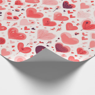 Valentine's Day Red and Pink Hearts Wrapping Paper