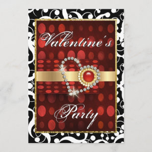 "Valentine's day" red black elegant heart Invitation