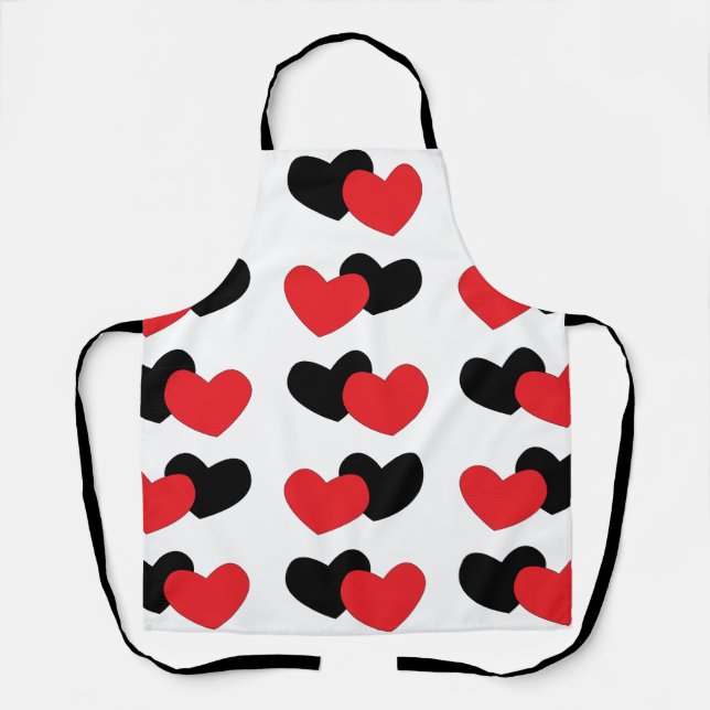 Valentines Day Red Black Hearts Valentines Day Apron (Front)