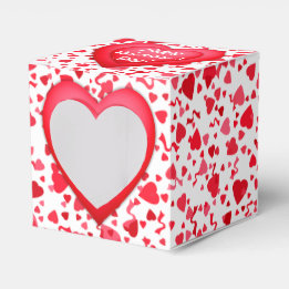 Valentine's Day Red Confetti Hearts Personalised Favour Box