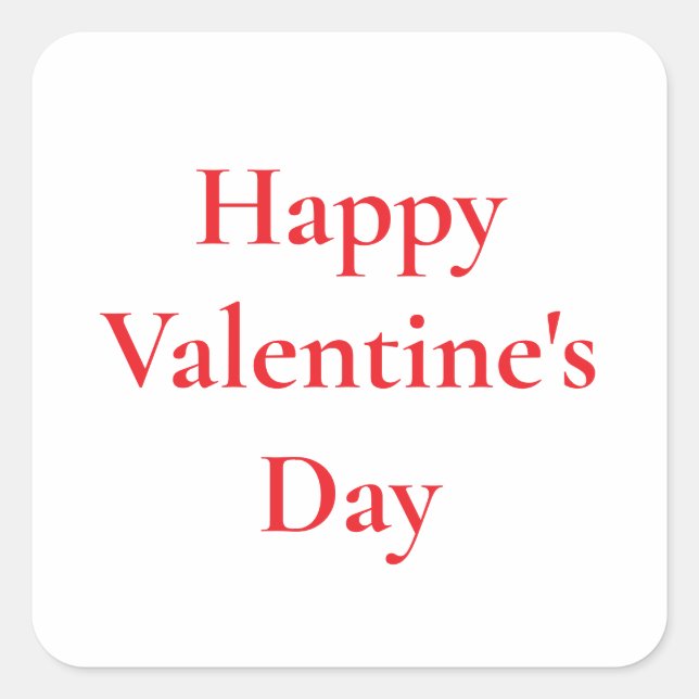 Valentine's Day Red Cute Colourful Romantic 2025 Square Sticker (Front)