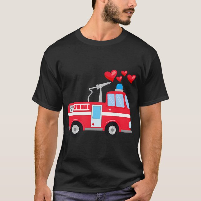 Valentine'S Day Red Firetruck For Toddlers Kids Ad T-Shirt (Front)