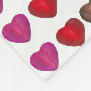 Valentine's Day Red Foil Chocolate Candy Hearts Fleece Blanket