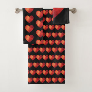 Valentine's day red heart  bath towel set