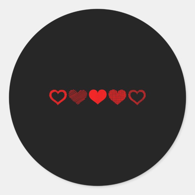 Valentine's Day Red Heart Design For Men, Women &a Classic Round Sticker (Front)
