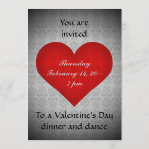 Valentine's day red heart dinner party 5x7 invitation