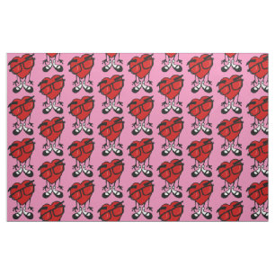 VALENTINE'S DAY RED HEART GRAPHIC PINK FABRIC