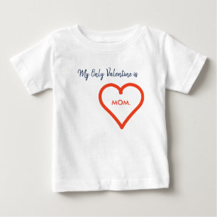 Valentine's Day Red Heart Personalised Name Text Baby T-Shirt