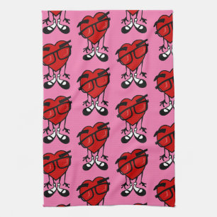 VALENTINE'S DAY RED HEART PINK KITCHEN DISH TOWEL