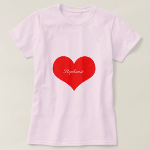 Valentine's Day Red Heart Pink Monogram Cute  T-Shirt