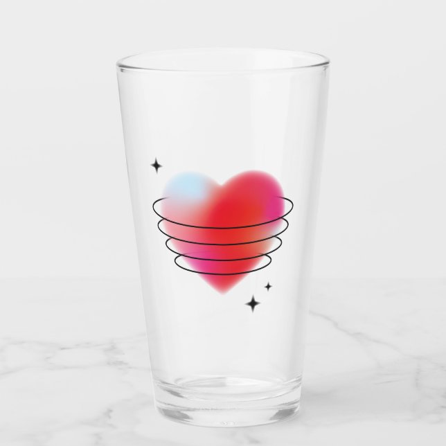 Valentine's day red heart planet glass (Front)