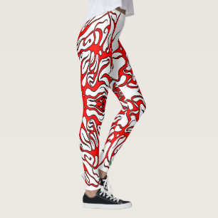Valentine's Day Red Heart Tribal Tattoo Leggings