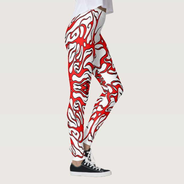 Valentine's Day Red Heart Tribal Tattoo Leggings (Right)