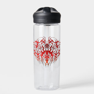 Valentine's Day Red Heart Tribal Tattoo Water Bottle