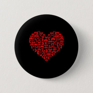 Valentines Day Red Heart Video Game Fun Love Gamer 6 Cm Round Badge