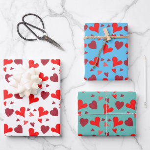 valentines Day red heart Wrapping Paper Sheet