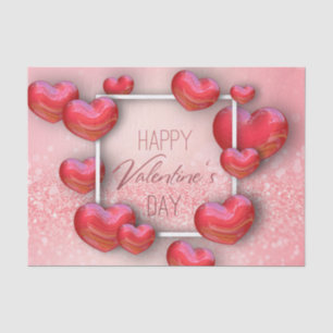 Valentine's Day Red Hearts Glitter Tissue Paper