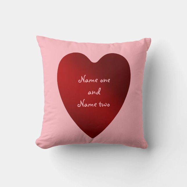 Valentines Day red hearts pattern couples names Cushion (Front)