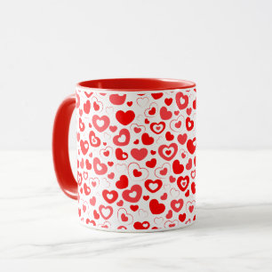 Valentine's Day Red Hearts Pattern Mug