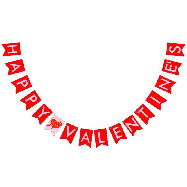 Valentine's Day Red Hearts Pink Bunting Banner (All)