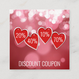 Valentine's Day Red Hearts Promotional Discount Card