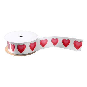 Valentine's Day Red Hearts  Satin Ribbon