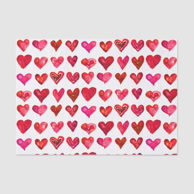 Valentine's Day Red Hearts Tissue Paper (Front)