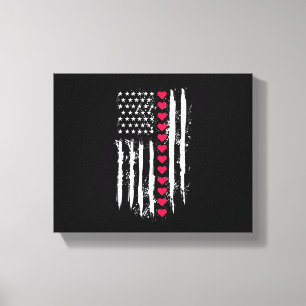 Valentines Day Red Hearts US American Canvas Print