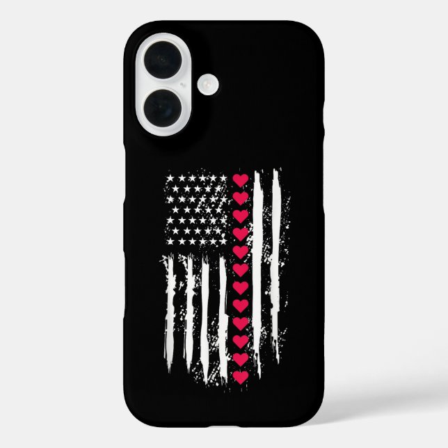 Valentines Day Red Hearts US American Case-Mate iPhone Case (Back)