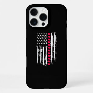 Valentines Day Red Hearts US American Flag Patriot iPhone 16 Pro Max Case