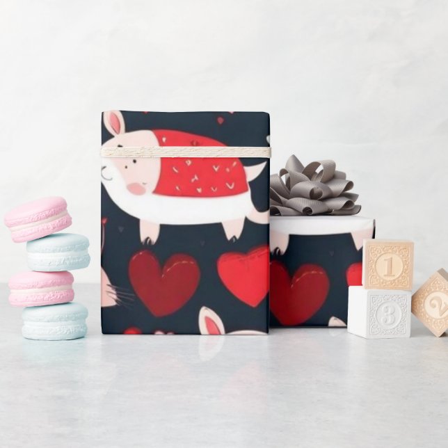 Valentine's day red hearts Wrapping Paper (Baby Shower)