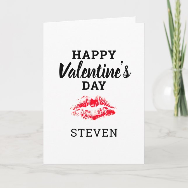 Valentines Day Red Kiss Boyfriend Personalised Card (Front)