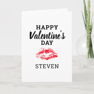 Valentines Day Red Kiss Boyfriend Personalised Card