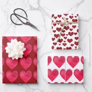 Valentines Day Red Love and Hearts Stylish Wrapping Paper Sheet