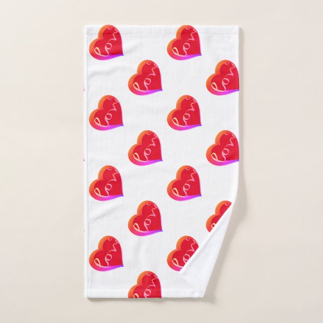 Valentine's Day Red Love Heart Tea Towel (Hand Towel)