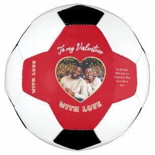 Valentine's Day Red Personalized Heart Photo Football