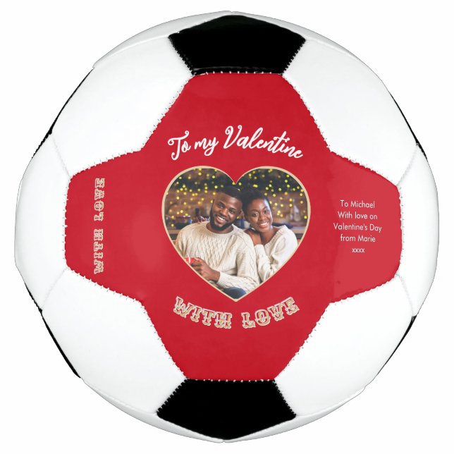 Valentine's Day Red Personalized Heart Photo Football (Front)