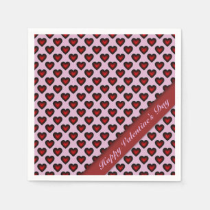 Valentine's Day Red & Pink Heart Pattern Napkins