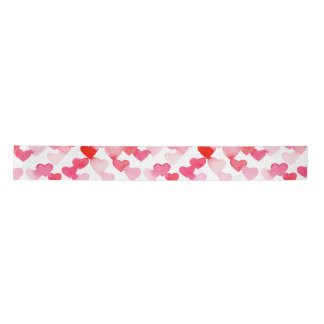 Valentines Day Red & Pink Watercolor Hearts Satin Ribbon